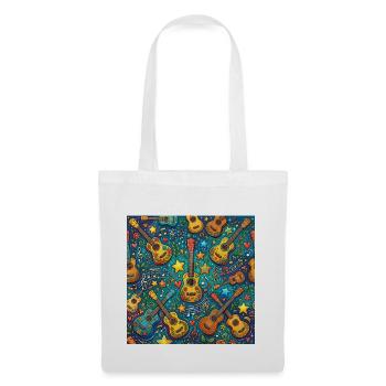 Psychedelische Gitarre Im 60er Hippie Stil - Stoffbeutel - Weiß - Vorne