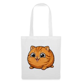 Super süße runde orangefarbene Katze - Stoffbeutel - Weiß - Vorne