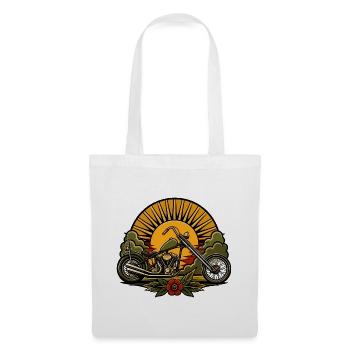 Chopper Motorrad Sonne Retro Tattoo Biker Shirt - Stoffbeutel - Weiß - Vorne