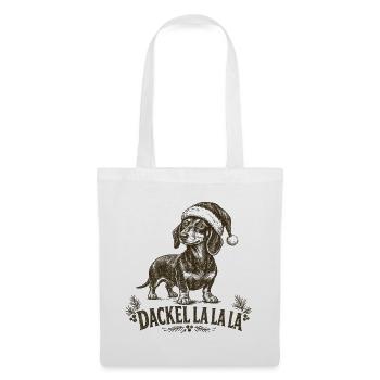 Dackel Weihnachten La La La Weihnachtspullover - Stoffbeutel - Weiß - Vorne