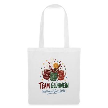 Team Glühwein – Weihnachtsfeier 2026 Gruppenshirt - Stoffbeutel - Weiß - Vorne