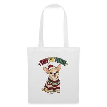 Tiny But Festive – Chihuahua Weihnachtsshirt - Stoffbeutel - Weiß - Vorne