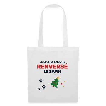 Die Katze hat wieder den Baum umgestoßen – Weihnachtshumor - Stoffbeutel - Weiß - Vorne