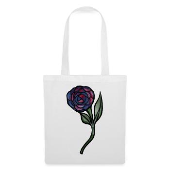 Blaues Rosen-Aquarell auf Schwarz - Stoffbeutel - Weiß - Vorne