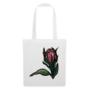 Rosenblüte auf Mitternachtsschwarz - Stoffbeutel - Weiß - Vorne