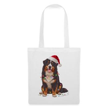 Berner Sennenhund Weihnachten Lichterkette - Stoffbeutel - Weiß - Vorne