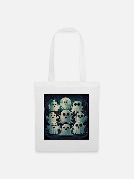 Süßes Kawaii-geister-halloween-spukhaus - Stoffbeutel - Weiß