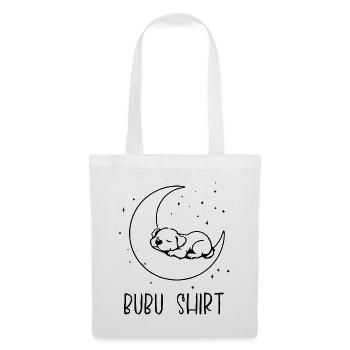 Bubu Shirt – Schlafendes Baby auf Mond, Schwarz - Stoffbeutel - Weiß - Vorne
