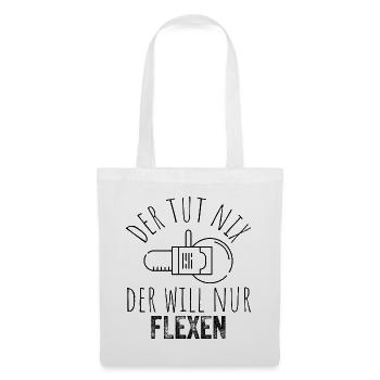 Der tut nix, der will nur flexen – Schwarz - Stoffbeutel - Weiß - Vorne