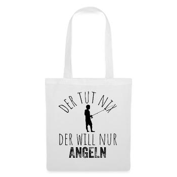 Der tut nix, der will nur angeln – Schwarz - Stoffbeutel - Weiß - Vorne