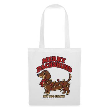 Fröhlicher Dackel Weihnachtslichter Wiener Hund - Stoffbeutel - Weiß - Vorne