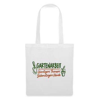 Gartenarbeit Therapie – Lustiges Garten Shirt - Stoffbeutel - Weiß - Vorne