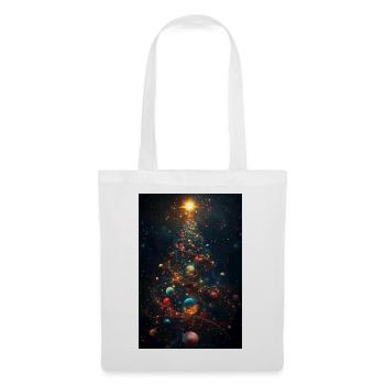 Kosmischer Weihnachtsbaum mit Planetenschmuck - Stoffbeutel - Weiß - Vorne