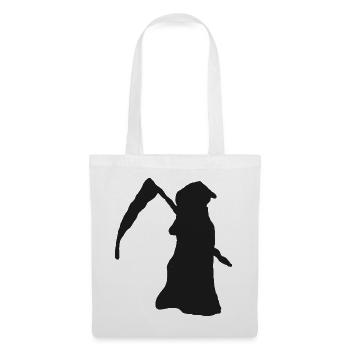 Weiblicher Tod mit Sense – schwarze Silhouette - Stoffbeutel - Weiß - Vorne