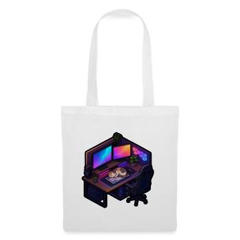 Gaming Desk Katze Tastatur Schläft Gamer Shirt - Stoffbeutel - Weiß - Vorne