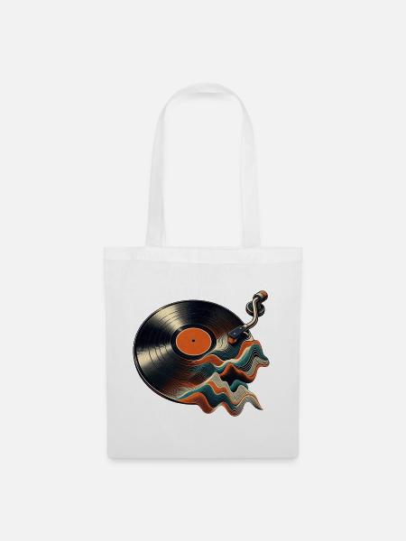 Vinyl Schallplatte - Stoffbeutel - Weiß