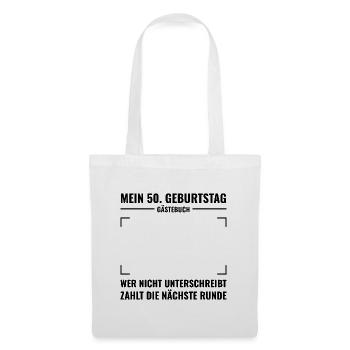 Gästebuch 50. Geburtstag zum Unterschreiben - Stoffbeutel - Weiß - Vorne
