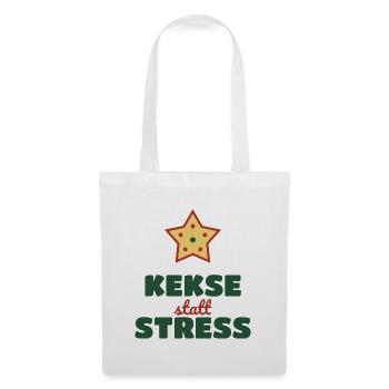Kekse statt Stress – Plätzchen Weihnachten - Stoffbeutel - Weiß - Vorne