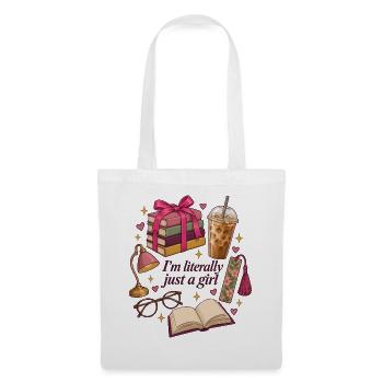 Literally Just A Girl Books Coffee - Stoffbeutel - Weiß - Vorne
