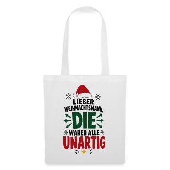 Alle unartig – Lustiger Weihnachtsspruch - Stoffbeutel - Weiß - Vorne