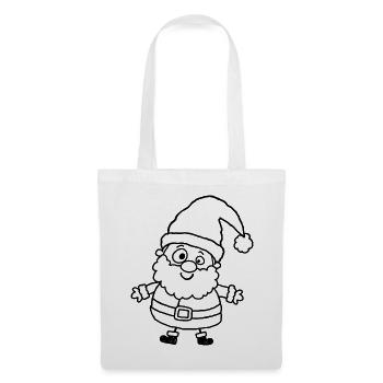Verspielter Santa im Kinder-Kritzelstil - Stoffbeutel - Weiß - Vorne