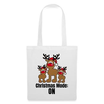 Christmas Mode ON – Lustige Weihnachtselche - Stoffbeutel - Weiß - Vorne