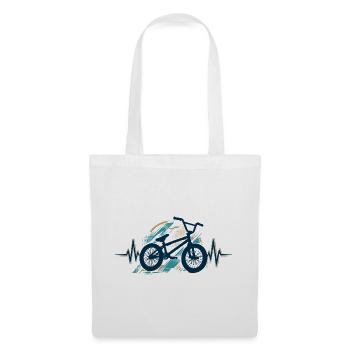 BMX Herzschlag EKG: Minimalistisches Silhouette - Stoffbeutel - Weiß - Vorne