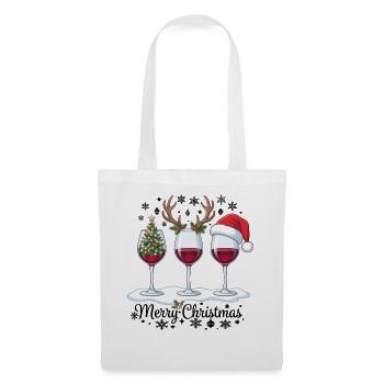 Frohe Weihnachten Weingläser Weihnachtsparty-Outfit - Stoffbeutel - Weiß - Vorne
