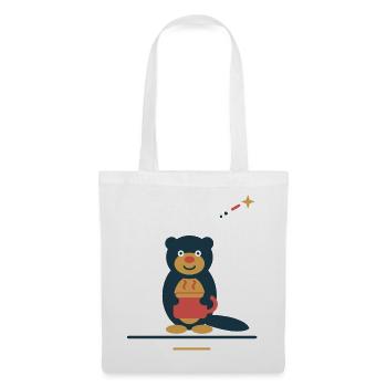 Otter mit Kaffeetasse – kleine Kaffeeauszeit - Stoffbeutel - Weiß - Vorne
