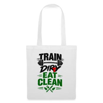 Train, Dirty Eat Clean Fitness Langhanteldesign - Stoffbeutel - Weiß - Vorne