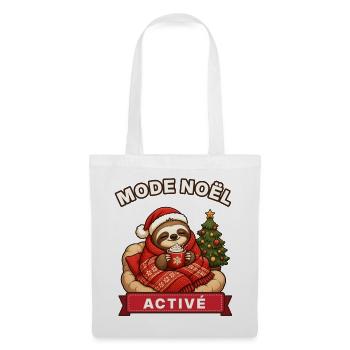Weihnachtsmodus aktiviert – Faultier, der Weihnachten einhüllt - Stoffbeutel - Weiß - Vorne