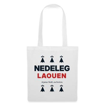 Nedeleg Laouen – Frohe Weihnachten auf Bretonisch - Stoffbeutel - Weiß - Vorne