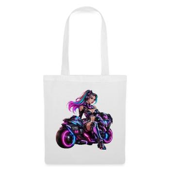 Cyber-Neon-Moto-Königin - Stoffbeutel - Weiß - Vorne