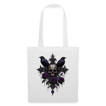 Gothic Totenkopf Rosen - Stoffbeutel - Weiß - Vorne