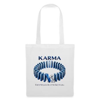 Karma Spruch Domino Effekt Alles kommt zurück - Stoffbeutel - Weiß - Vorne