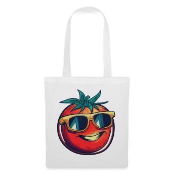 Lachende Tomate mit gelber Sonnenbrille - Stoffbeutel - Weiß - Vorne