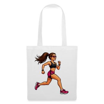 Powerfrau Lauf-Illustration - Stoffbeutel - Weiß - Vorne