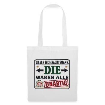 Lieber Weihnachtsmann – Unartig Weihnachten - Stoffbeutel - Weiß - Vorne