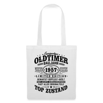Oldtimer Baujahr 1957 Jahrgang Geburtstag Geschenk - Stoffbeutel - Weiß - Vorne