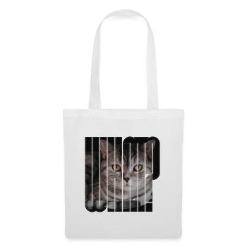 Katze WAS Text Drucken - Stoffbeutel - Weiß - Vorne