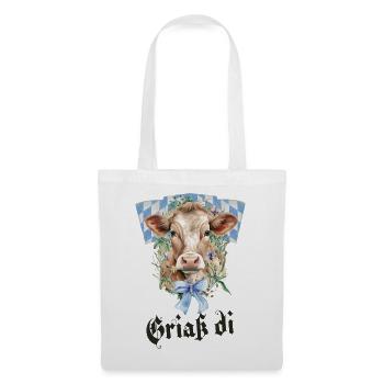 Griaß di – Bayerische Kuh - Stoffbeutel - Weiß - Vorne