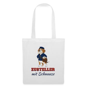 Zusteller mit Schnauze – Beagle Postbote - Stoffbeutel - Weiß - Vorne