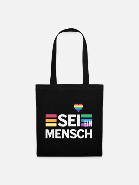 SEI EIN MENSCH - Statement für mehr Menschlichkeit - Stoffbeutel - Schwarz