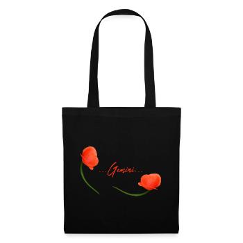Zwillinge Mohn Klatschmohn Sternzeichen Zwillinge - Stoffbeutel - Schwarz - Vorne