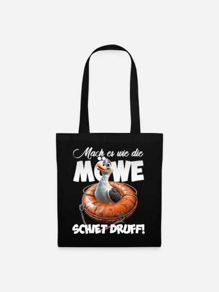 Freche Möwe #lovely toons - Stoffbeutel - Schwarz