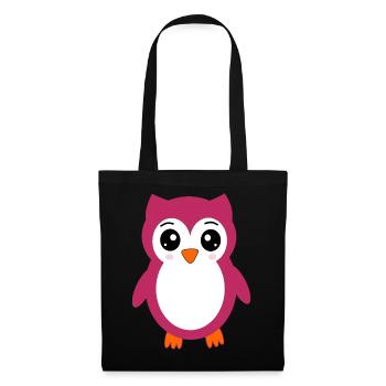 Kawaii Eule Geschenk Geburt Baby Taufe Babyparty  - Stoffbeutel - Schwarz - Vorne