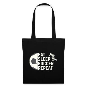 Eat. Sleep. Soccer. Repeat. – Für alle Fußballfans - Stoffbeutel - Schwarz - Vorne