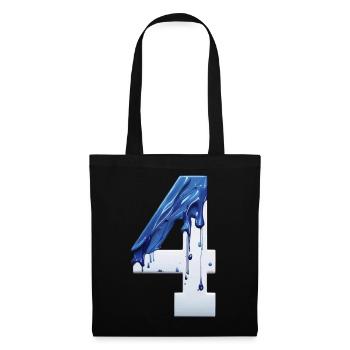 NR. 4 NUMMER 4 BLAU WEIß 4. GEBURTSTAG - Stoffbeutel - Schwarz - Vorne