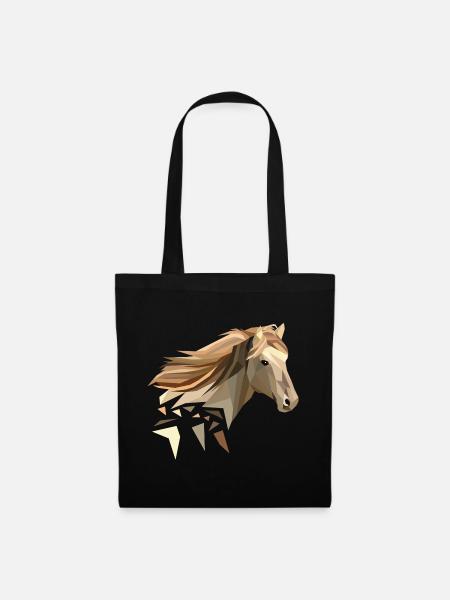 Pferd geometrisch low poly - Stoffbeutel - Schwarz
