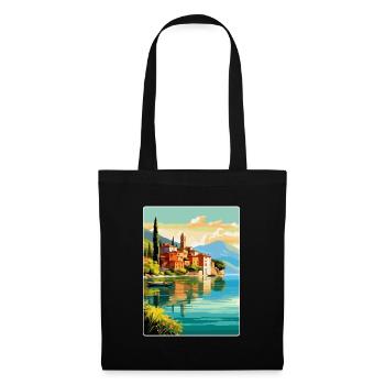 Comer See Italien Vintage Reiseplakat Souvenir WPA - Stoffbeutel - Schwarz - Vorne